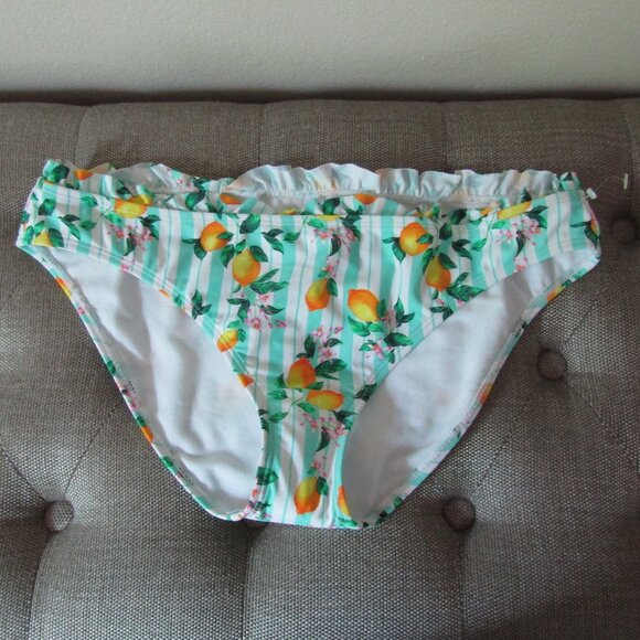 NEW Cabana by Crown & Ivy Lemonade Party Ruffle Hipster Swim Bottom - Picture 2 of 5
